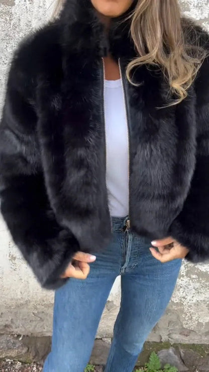 Damen Fleecejacke Hochkragen Kuschelig Norvielle