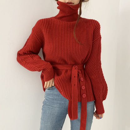 Damen Grobstrickpullover Hohler Kragen Taillierbar Norvielle - Norvielle