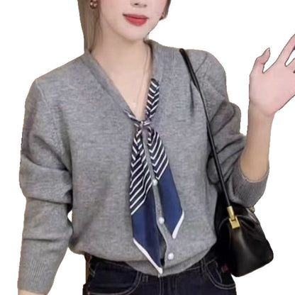 Damen Pullover mit Halstuch Norvielle Elegantes Design
