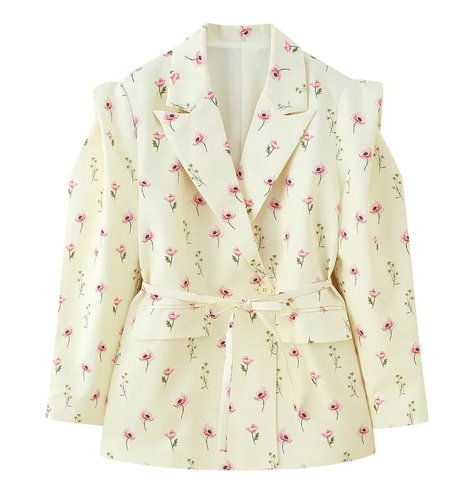 Damen Blazerjacke Tailliert Bindegürtel Norvielle
