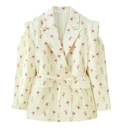 Damen Blazerjacke Tailliert Bindegürtel Norvielle