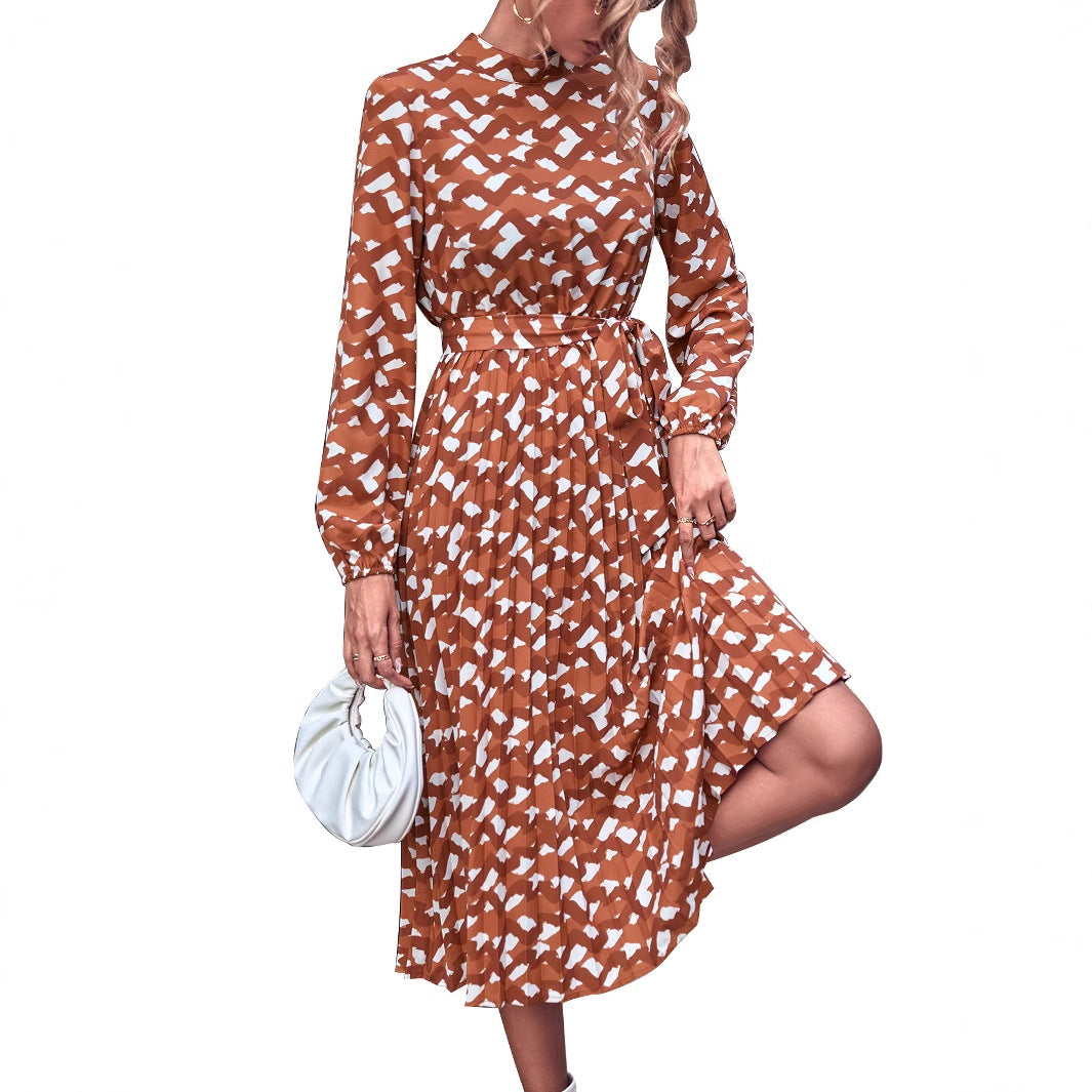 Damen Midikleid Rüschendetails Kreatives Muster Norvielle