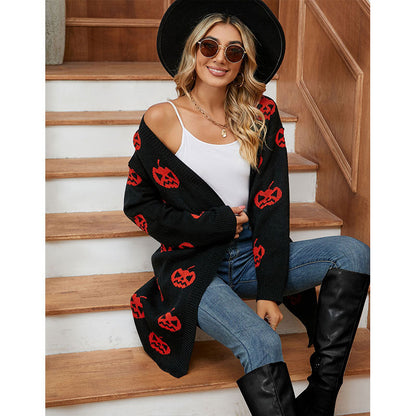 Damen Strickjacke Halloween-Motiv Norvielle