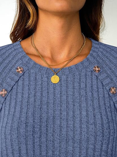 Damen Strickpullover Dekorative Knöpfe Norvielle