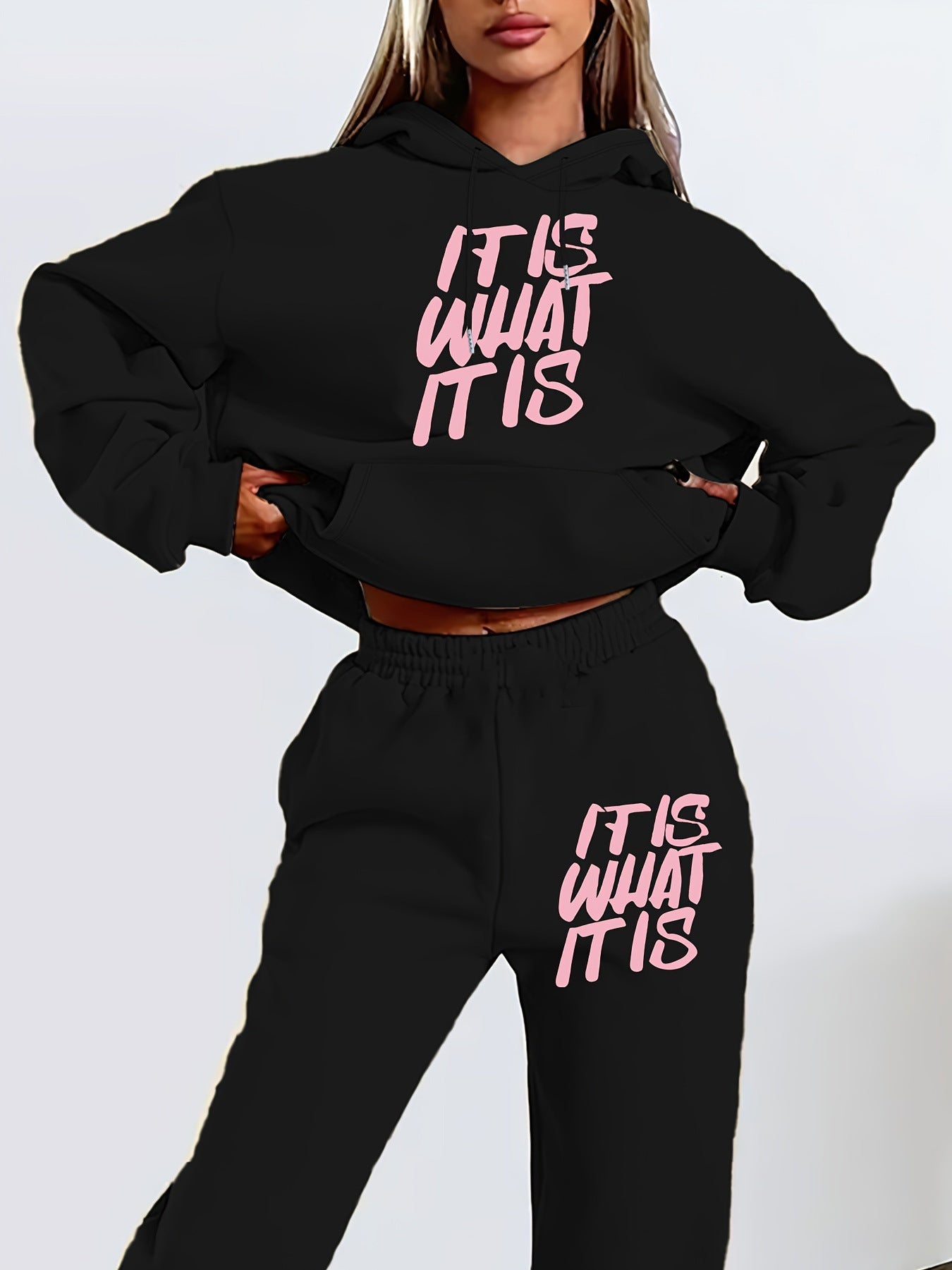 Damen Jogginganzug Statement-Print Lässiger Schnitt Norvielle