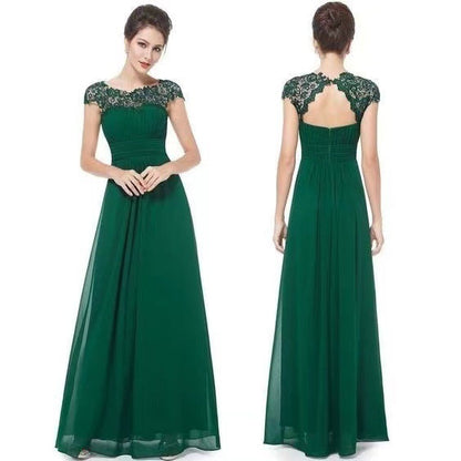 Damen Maxikleid Spitzenoberteil Fließender Rock Norvielle