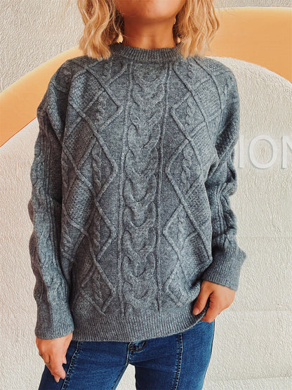 Damen Strickpullover Grobstruktur Zopf-Design Norvielle