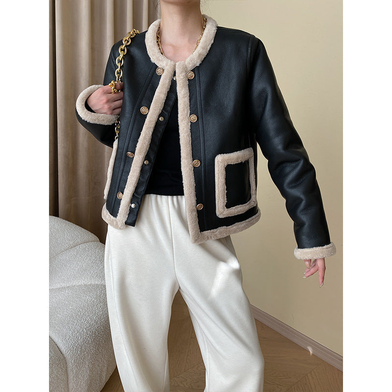 Damen Kunstlederjacke mit Futter