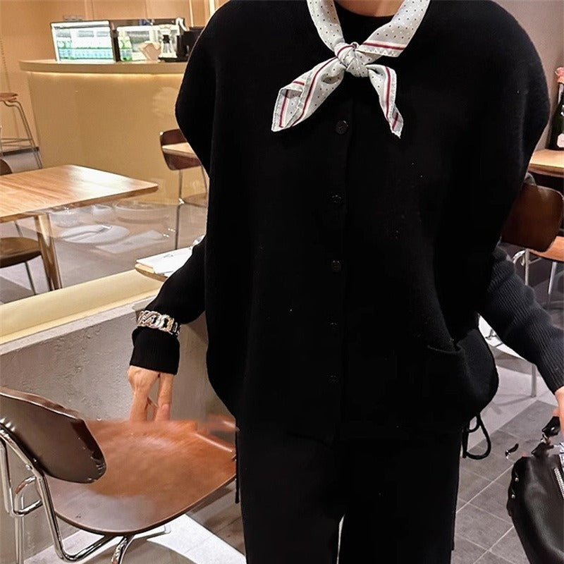 Damen Grobstrickjacke Norvielle mit Seitentaschen und Knopfverschluss