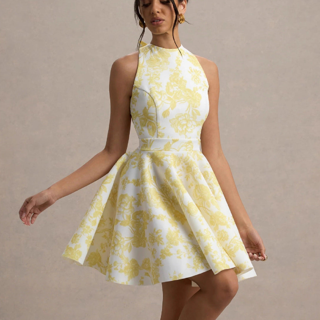 Damen Minikleid Festlich Schwingrock Cut-Outs