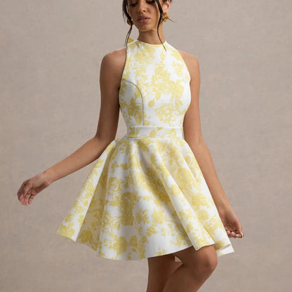 Damen Minikleid Festlich Schwingrock Cut-Outs