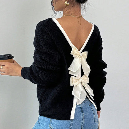 Damen Strickpullover V-Ausschnitt Dekorativ Norvielle