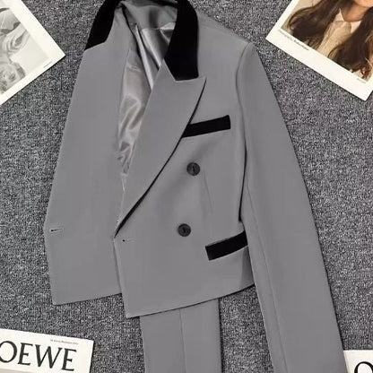 Damen Doppelreiher Blazerjacke Cropped Modell