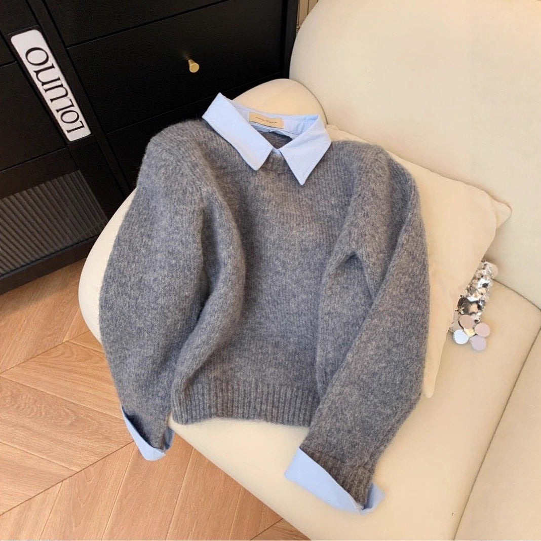 Damen Pullover Mit Hemdkragen Kombination Stilvoll Norvielle - Norvielle