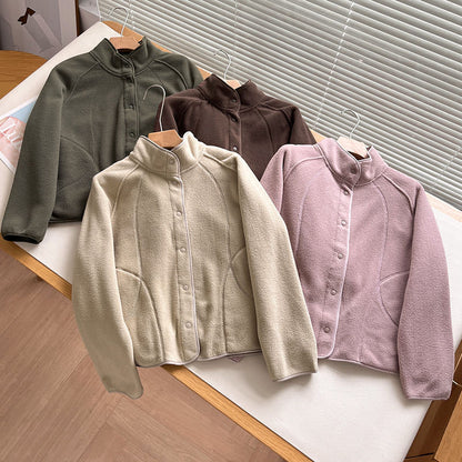 Damen Fleecejacke Hochkragen Druckknöpfe Norvielle