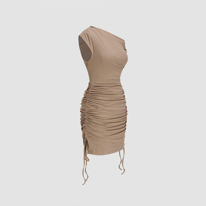 Damen Wickelkleid Asymmetrischer Ausschnitt Rüschendetails Norvielle
