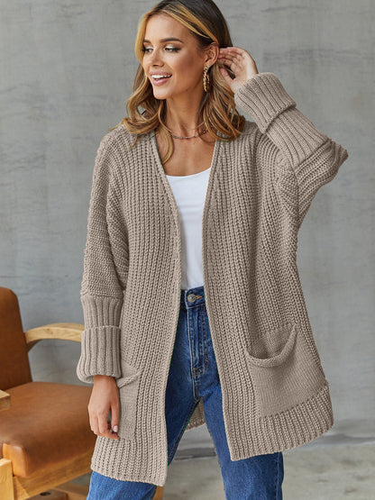 Damen Strickjacke Tiefen Taschen Strukturiert Norvielle