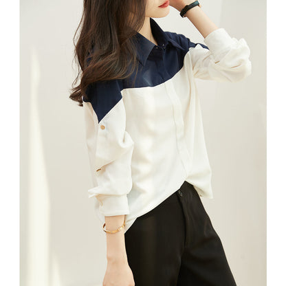 Damen Blusenshirt Farbblock-Design Norvielle