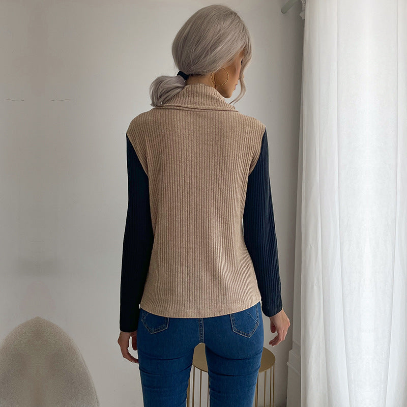 Damen Strickpullover Asymmetrisch Dekorativer Kragen Norvielle