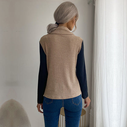 Damen Strickpullover Asymmetrisch Dekorativer Kragen Norvielle