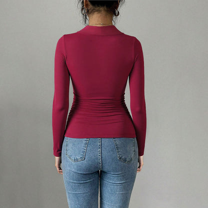 Damen Body Figurbetonter Herz-Ausschnitt Drapierung Norvielle