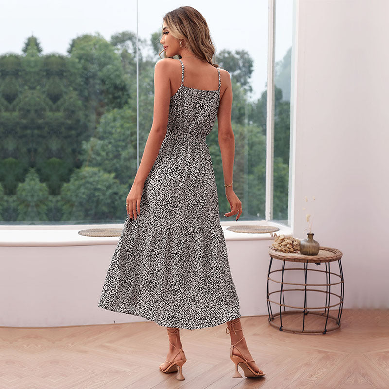 Damen Maxikleid Rüschendetails Taillengürtel Norvielle