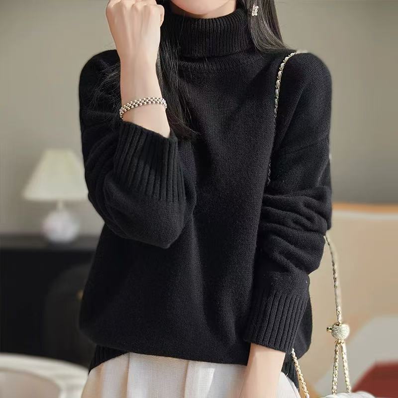 Damen Grobstrickpullover Weiches Material Hoher Kragen Norvielle