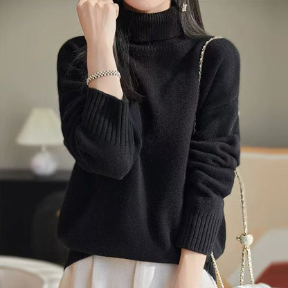 Damen Grobstrickpullover Weiches Material Hoher Kragen Norvielle