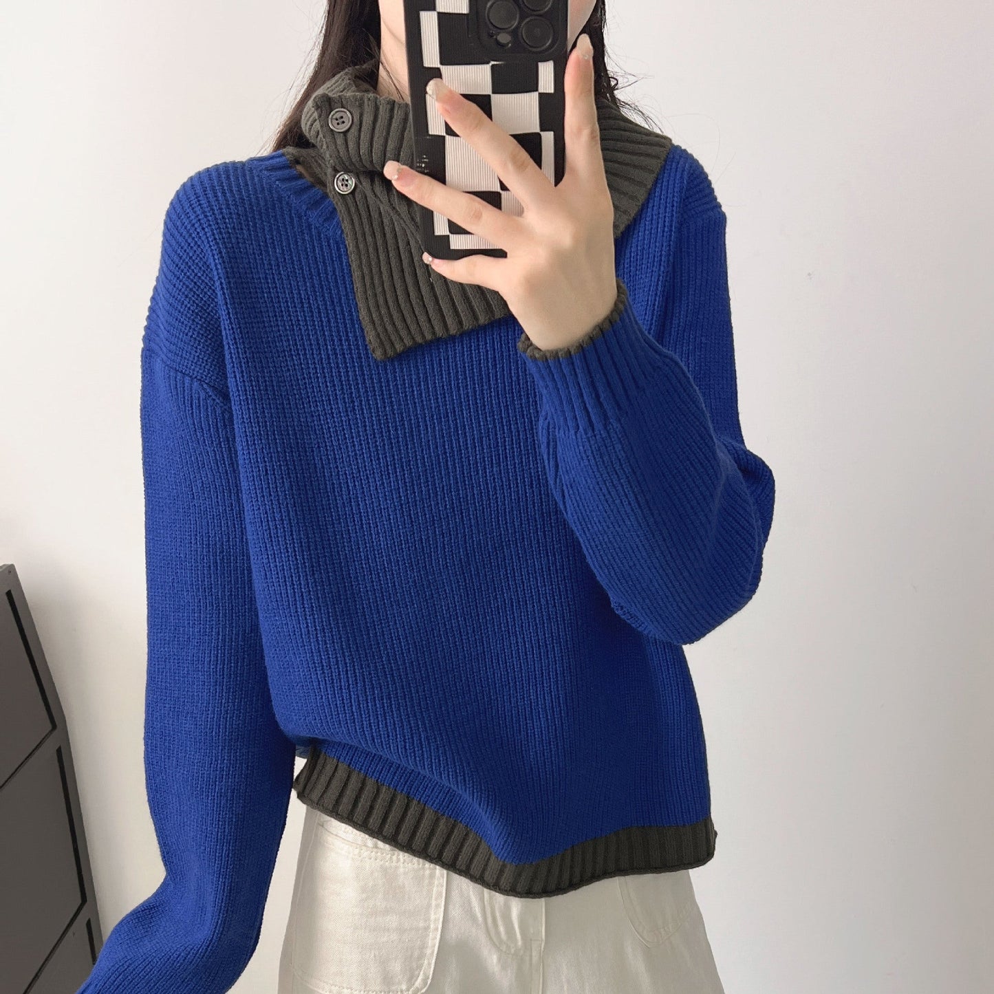 Damen Pullover Rollkragen Strukturiert Norvielle
