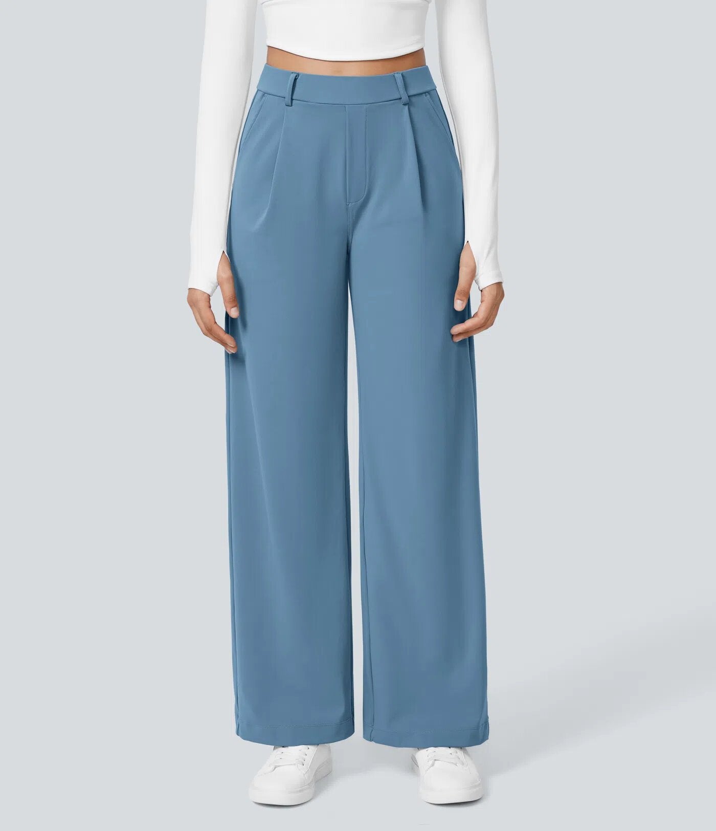 Damen Palazzo-Hose Weit Geschnitten Falten Norvielle
