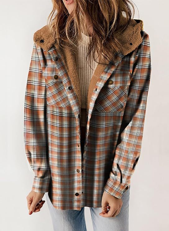 Damen Flanelljacke Gefütterte Kapuze Norvielle