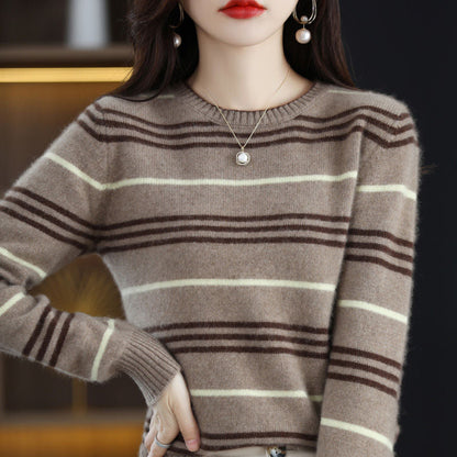 Damen Streifenpullover Modern Gemütlich Norvielle