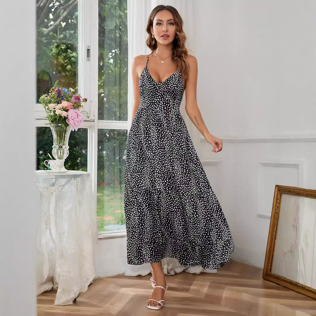Damen Maxikleid Spaghettiträger Fließend Norvielle