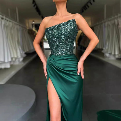 Damen Abendkleid Asymmetrisch Norvielle Hocher Beinschlitz