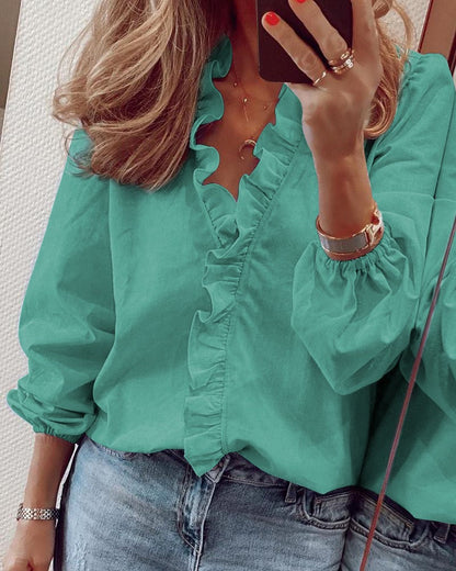 Damen Bluse Rüschendetail Elegante Bluse