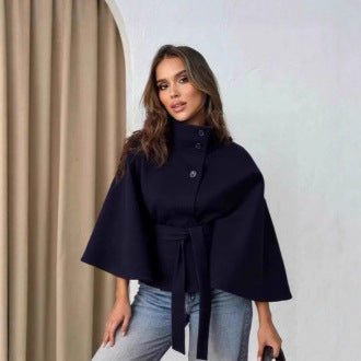 Damen Cape-Jacke mit Gürtel Norvielle Elegantes Design