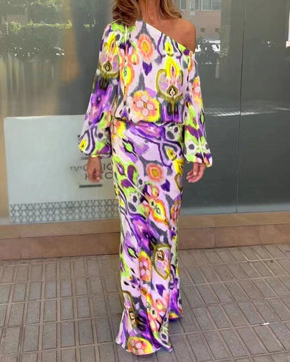 Damen Maxikleid Asymmetrisch Geschmeidige Ärmel Norvielle