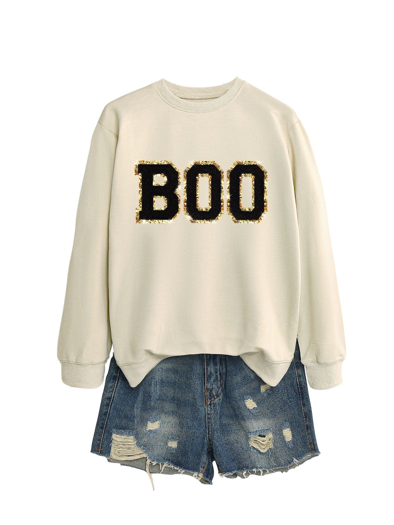 Damen Sweatshirt Glitzer Aufdruck Norvielle