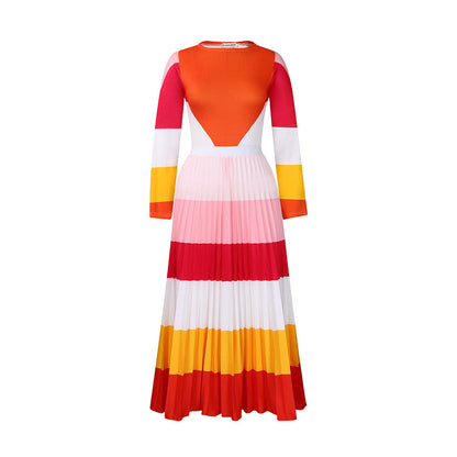 Damen Maxikleid mit Grafikdesign und Plissee-Optik Norvielle