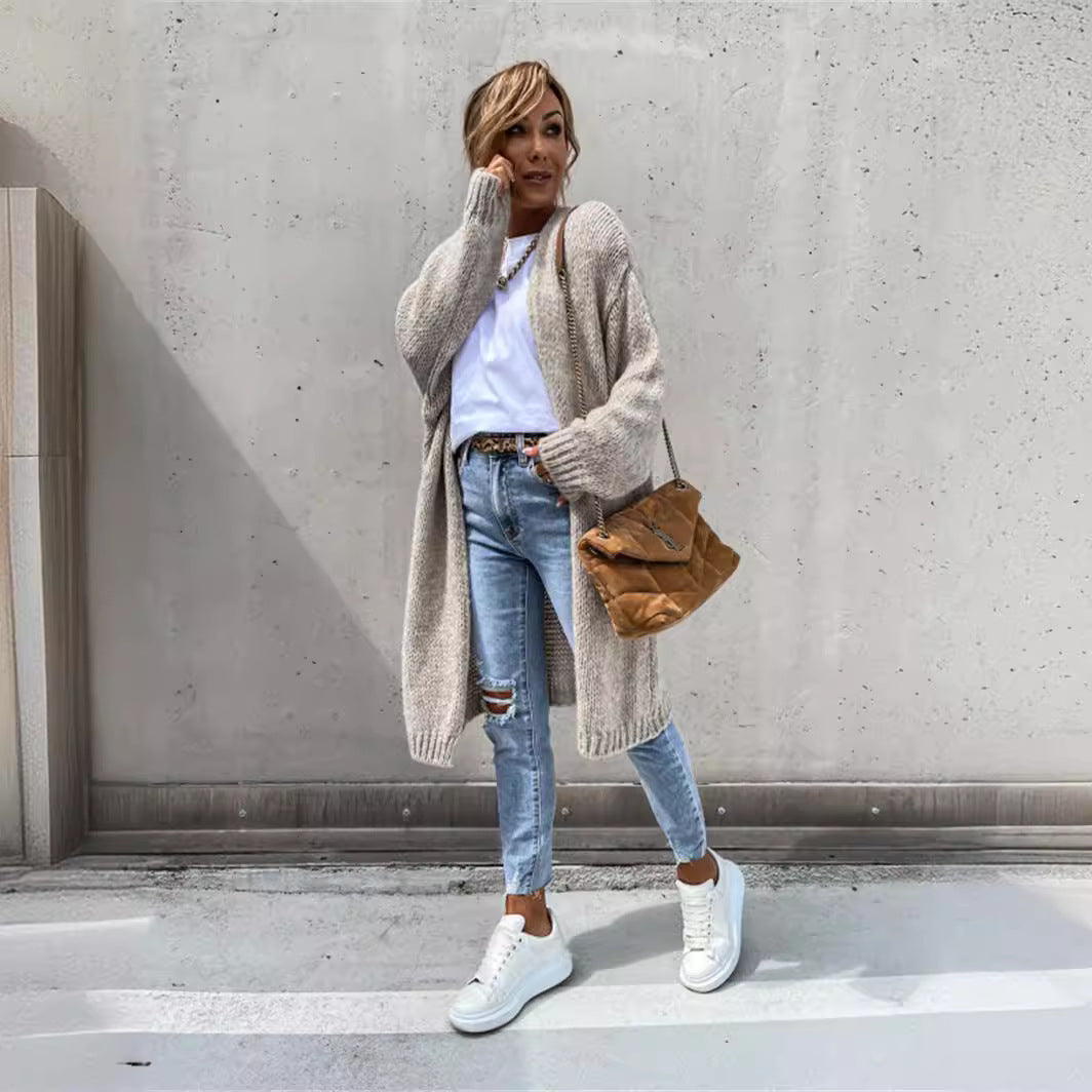 Damen Strickjacke Lässiger Schnitt Weich Grün