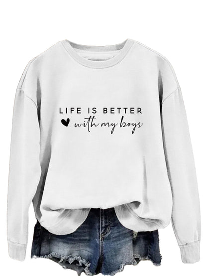 Damen Rundhals-Sweater mit Aufdruck Norvielle