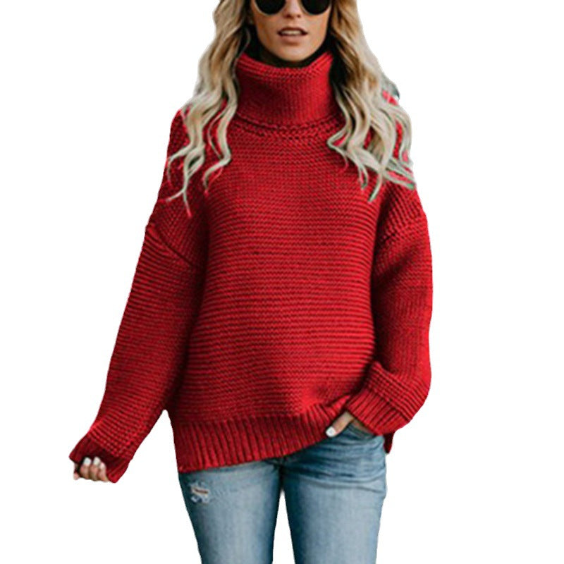 Damen Strickpullover Bequem Hochkragen Struktur Norvielle