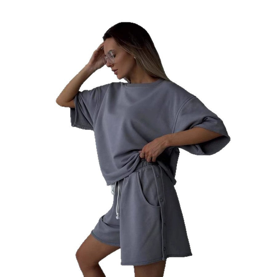 Damen Shorts-Set mit Oberteil und Knöpfen Norvielle