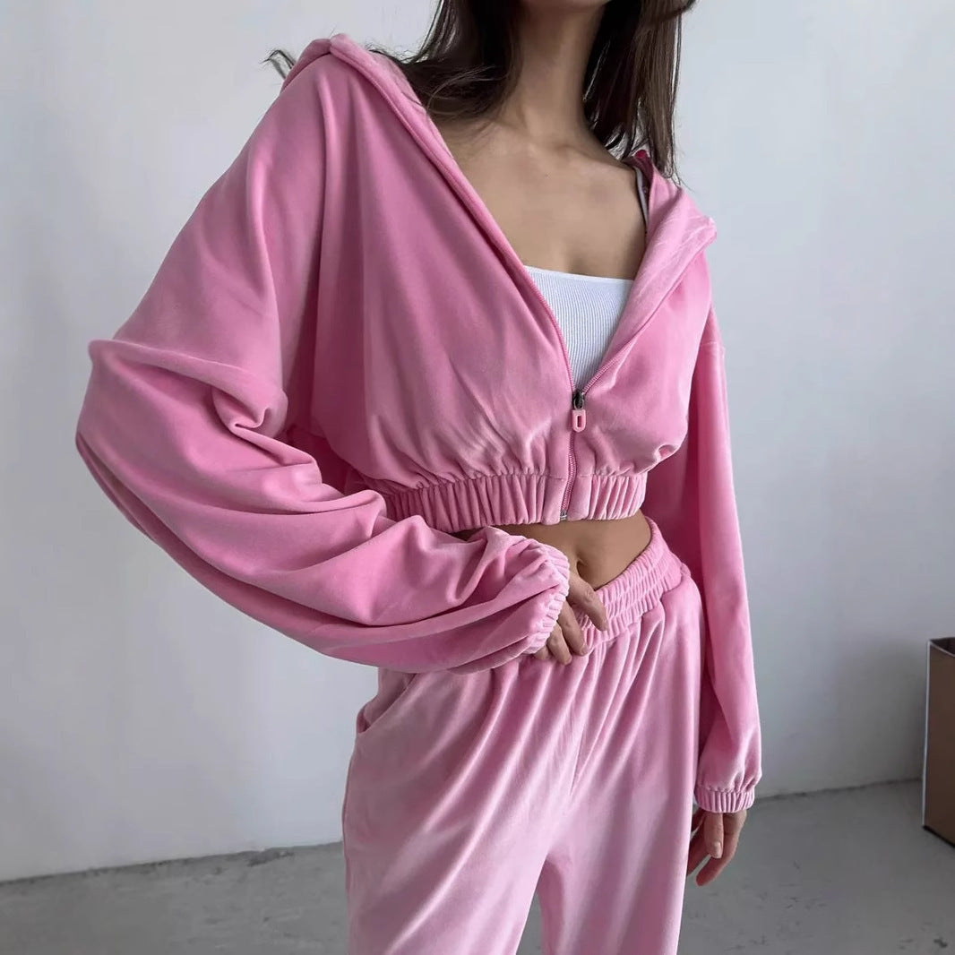 Damen Veloursjacke Weite Ärmel Norvielle