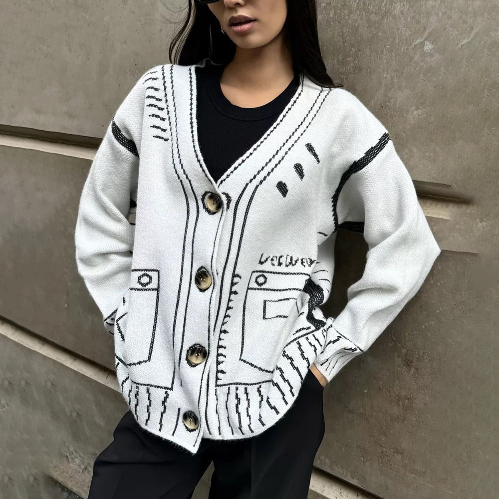 Damen Strickjacke Grafisches Muster Norvielle