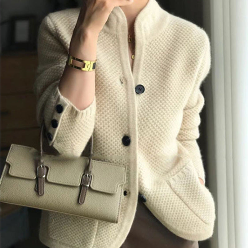 Damen Strickblazer mit Taschen und Knopfverschluss Norvielle