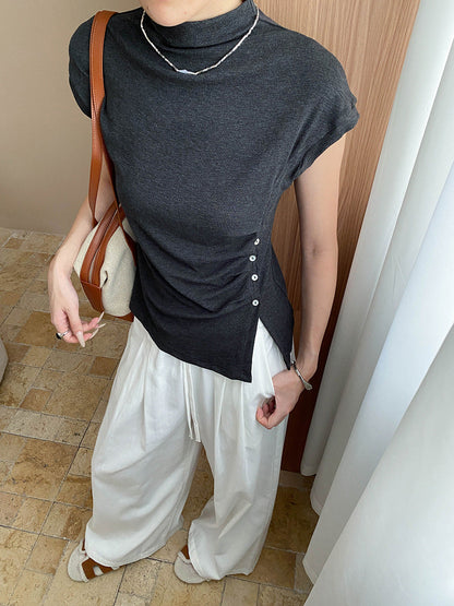 Damen Oberteil mit Knopfleiste und Gerafftem Detail Norvielle
