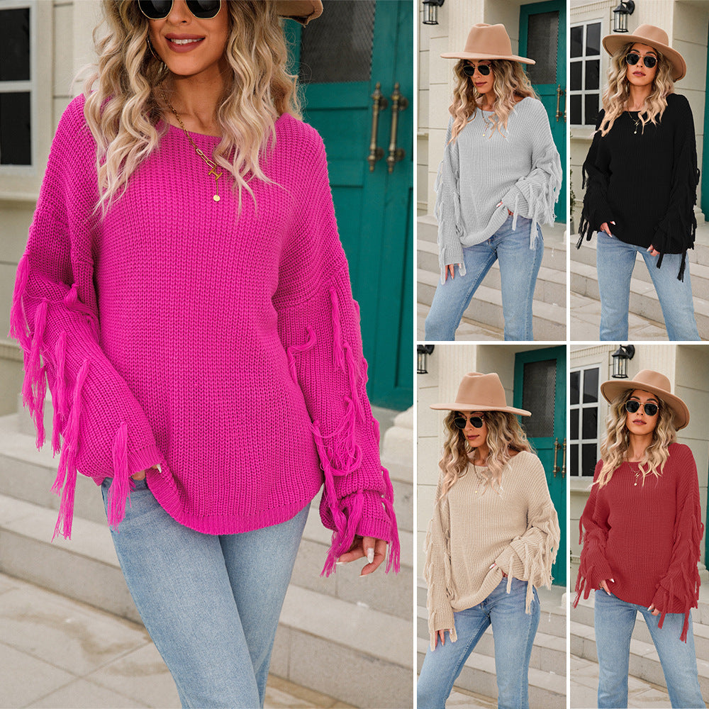 Damen Strickpullover Lässig Fransen Weit Norvielle - Norvielle