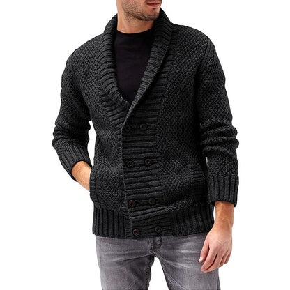 Herren Strickjacke Doppelknopfleiste Strukturiert Komfortabel