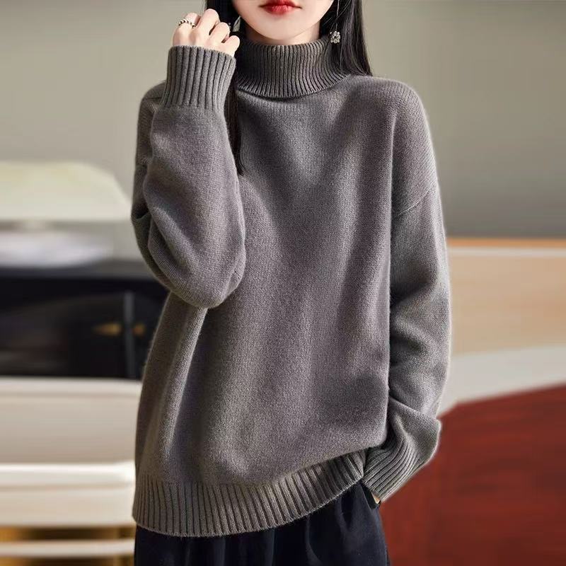 Damen Grobstrickpullover Weiches Material Hoher Kragen Norvielle - Norvielle